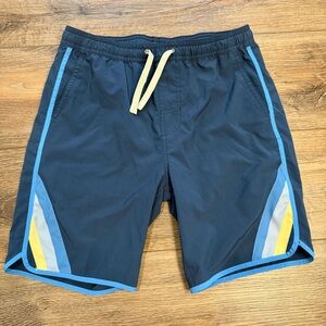 Fair Harbor Navy Swim Trunks with Light Blue Trim